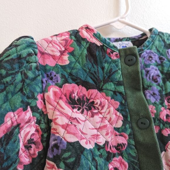 Vtg Hartstrings 90s Jacket Girls Sz 2-3T Rose Quilted Girly - Picture 2 of 4